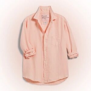 Frank & Eileen orange & white striped Linen Eileen Button-Down Shirt